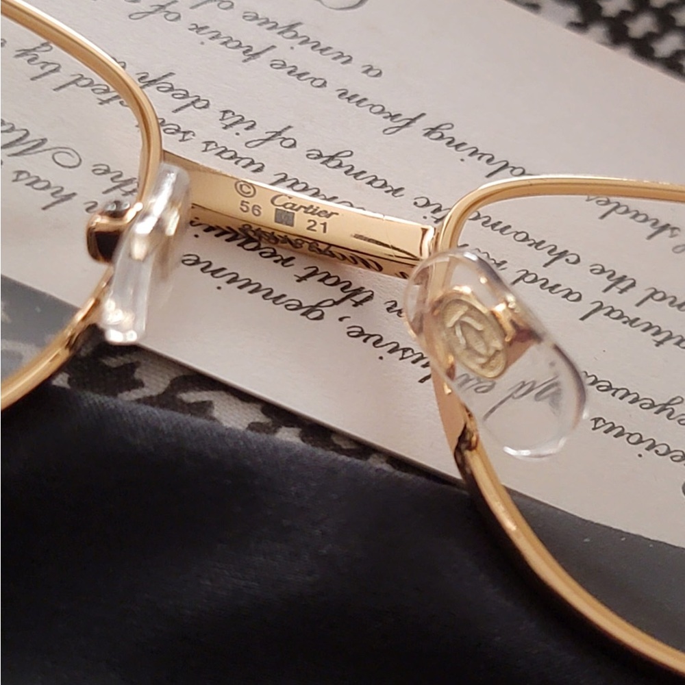 Cartier Gold and Brown Metal Eyeglasses - Picture 7 of 11